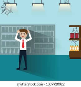 Online marketing concept,Owner use social network for promote his shop,Lot of customers come – Vector Illustration