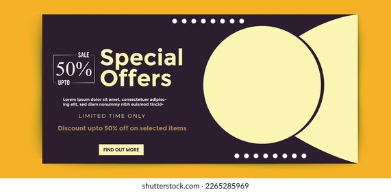 Online marketing cover web banner template design with photo place modern layout. Digital marketing web banner template
