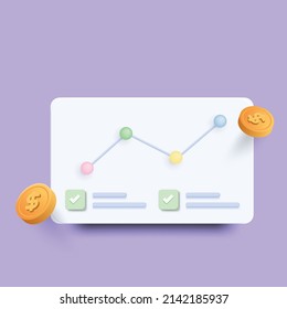 Online marketing data analysis financial report chart, data analysis, and web development concept. 3d render illustration