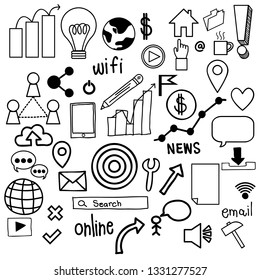 online marketing elements doodle hand draw and digital art