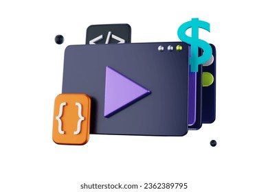 online marketing financial report chart Tablet with data charts 3D vector illustration