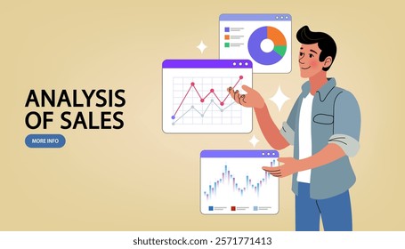 Online marketing, financial report chart, data analysis, and web development concept. SEO Optimization, web analytics and SEO marketing social media concept. vector illustration