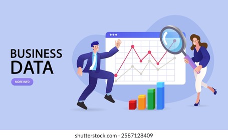 Online marketing, financial report chart, data analysis, and web development concept. SEO Optimization, web analytics and SEO marketing social media concept. vector illustration