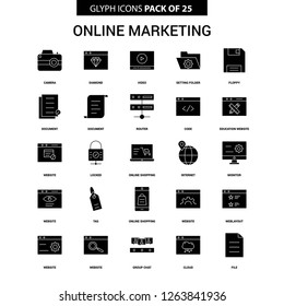 Online Marketing Glyph Vector Icon set
