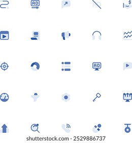 Online Marketing Icon Collection. Pixel Perfect Marketing Monochrome Style 2D Icon