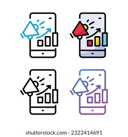 Online marketing icon design in four variation color