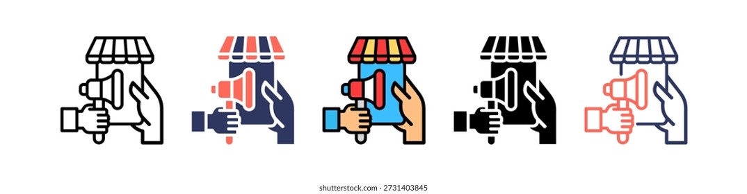 Ícone de Marketing Online Ilustração de Múltiplos Vetores