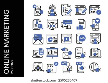 Online Marketing icon pack. Set icon design