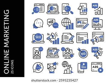 Online Marketing icon pack. Set icon design