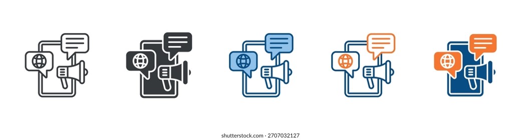 Conjunto de ícones de marketing online para coleção de vários estilos