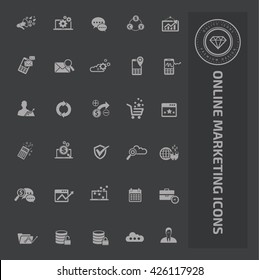 Online Marketing Icon Set On Clean Background,vector