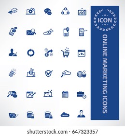 Online marketing icon set,clean vector