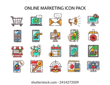 Online marketing icon vector illustration set