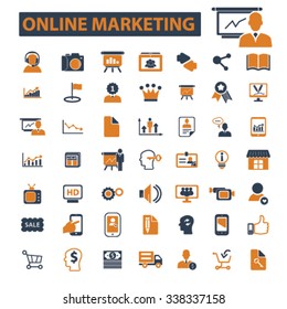 Online Marketing  Icons, Signs Vector Concept Set For Infographics, Mobile, Website, Application
