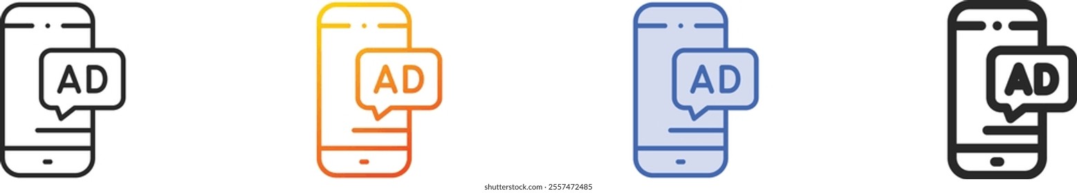online marketing icon.Thin Linear, Gradient, Blue Stroke and bold Style Design Isolated On White Background