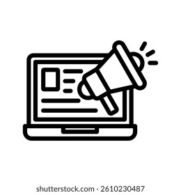 Online Marketing Line Vector Illustration On White Background.