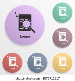 Online marketing, loupe badge color set icon. Simple glyph, flat vector of online marketing icons for ui and ux, website or mobile application
