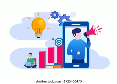 Online marketing profit and development business, Flat vector template Style Suitable for Web Landing Page, Background.