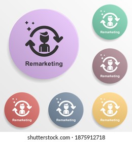 Online marketing, remarketing badge color set icon. Simple glyph, flat vector of online marketing icons for ui and ux, website or mobile application