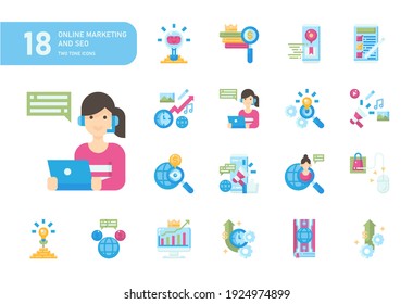Online marketing and seo icon for website, application, printing, document, poster design, etc.