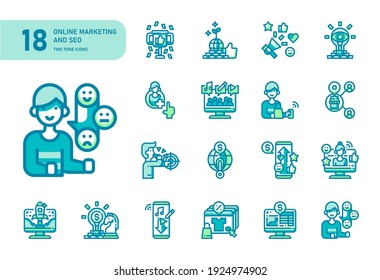 Online marketing and seo icon for website, application, printing, document, poster design, etc.