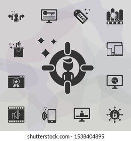 Online marketing, target icon. Universal set of online marketing for website design and development, app development