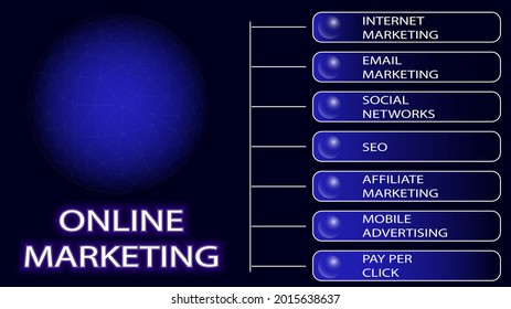 Online marketing. A template for the site. Isolated objects. A vector image.