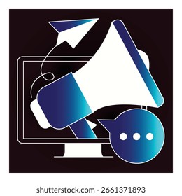 Herramientas de marketing en línea Icono de Vector Ilustración