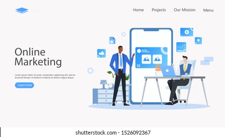 Online Marketing Vector Illustration Concept , Suitable for web landing page, ui, mobile app, editorial design, flyer, banner, and other related occasion