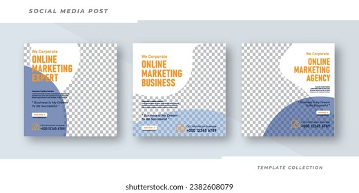 Online marketing  webinar banner for social media post template  Set , Corporate Business Promotion Social Media Web Banner, Square Flyer Unique Design