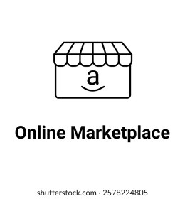 Online Marketplace Icon. E-Commerce and Digital Selling Illustration for Business and Retail.