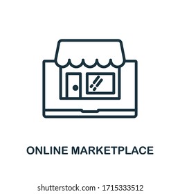 Online Marketplace icon. Line style simple element from e-commerce icons collection. Pixel perfect simple online marketplace icon for web design, apps, software, print usage.