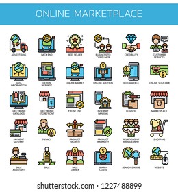 Online Marketplace , Thin Line and Pixel Perfect Icons