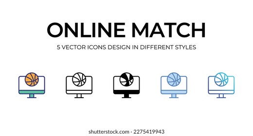 coincidencia en línea Diseño de iconos en estilo Cinco con Estilo Editable. Línea, Sólido, Línea plana, Color de tono Duo y Línea de degradado de color. Adecuado para diseño de páginas Web, aplicaciones móviles, UI, UX y GUI.