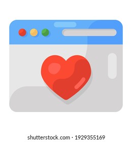 
Online Matchmaking Concept, Flat Icon Of Love Website  