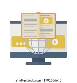 Online materials flat icon. Online education illustration. Vector.