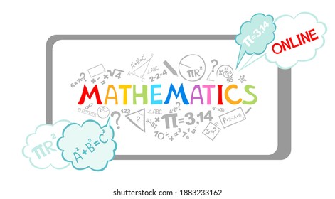 Online math course. Learning mathematics in internet, idea of distance education and knowledge. Science, technology, engineering, mathematics education. Isolated flat vector illustration