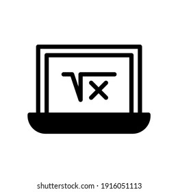 Das Online-Mathe-Lernsymbol im Stil von Glyph. Symbole für Online-Lernen und Heimstudio.