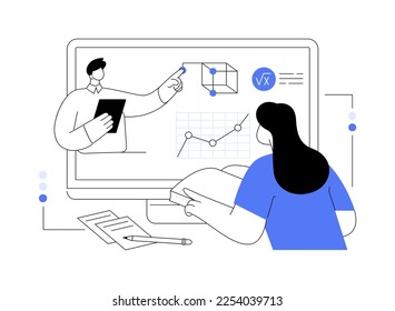 Online math tutoring abstract concept vector illustration. Math private lessons, reach your academic goals, online education in quarantine, homeschooling, qualified teachers abstract metaphor.