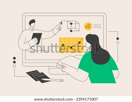 Online math tutoring abstract concept vector illustration. Math private lessons, reach your academic goals, online education in quarantine, homeschooling, qualified teachers abstract metaphor.