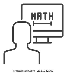 Online Math Tutoring vector Mathematics Education concept outline icon or symbol