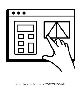 Online mathematics website icon in doodle style 
