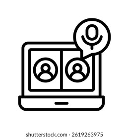 Online Meating Vector outline icon. Eps10 file 