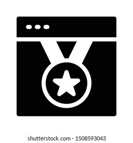 online medal glyph flat vector icon