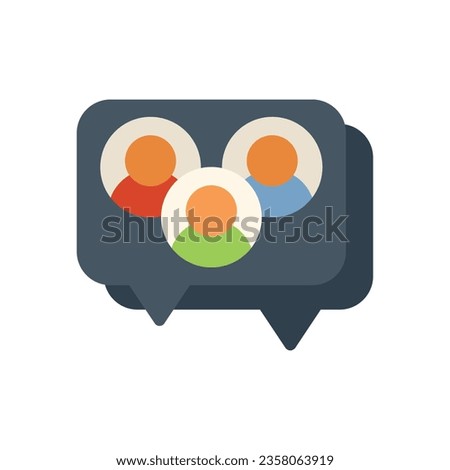 Online media chat icon flat vector. People forum. Social meeting isolated
