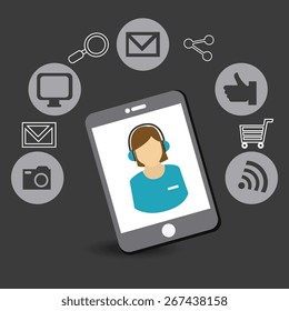 Online Media design over gray background, vector illustration.
