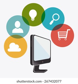 Online Media design over white background, vector illustration.