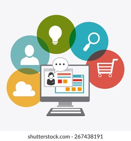 Online Media design over white background, vector illustration.