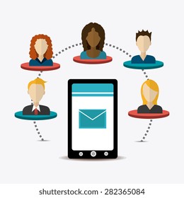 Online media design over white background ,vector illustration.