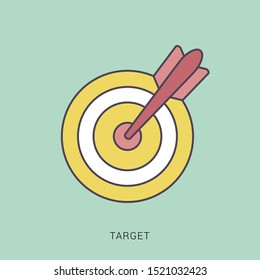On-line media, target audience, digital marketing, solid color with outline concept.